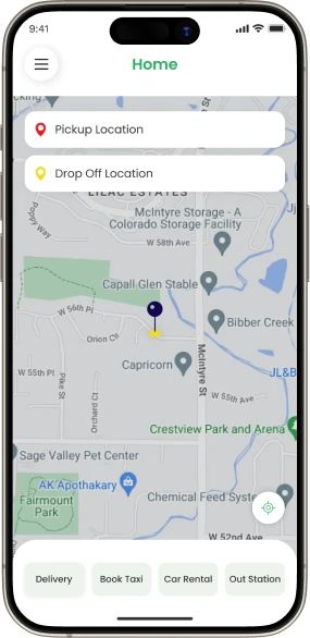 AI-powered mobile app interface with automated dispatch features