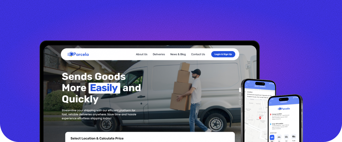 parcel and courier delivery mobile app built with flutter