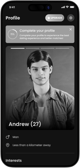 real time chat interface in dating mobile application