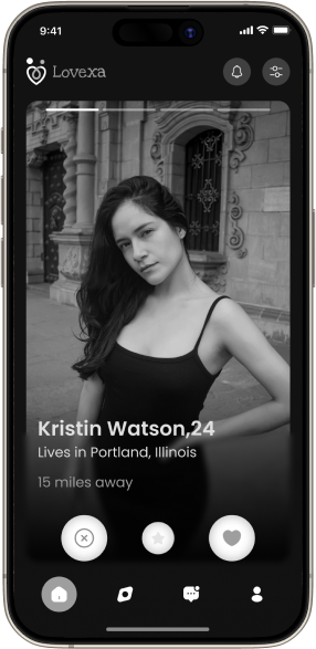 dating app user profile and interaction screen design