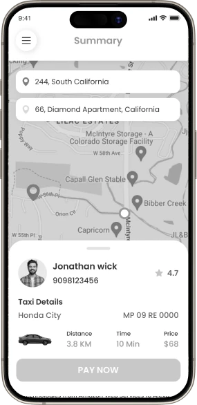 Driver application dashboard interface showing daily earnings and trip history