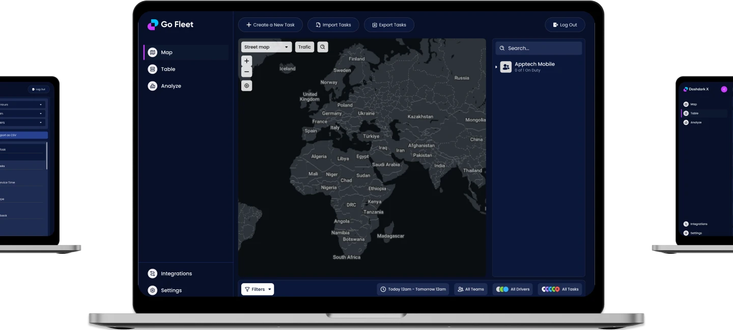 GoFleet enterprise delivery management system dashboard and courier fleet tracking software interface