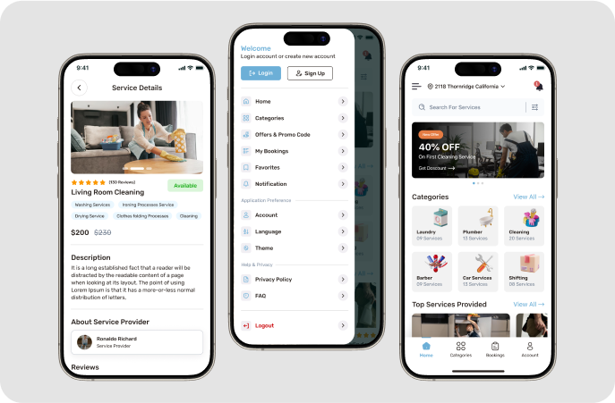 Service provider dashboard for managing schedules and bookings in SaaS service booking software